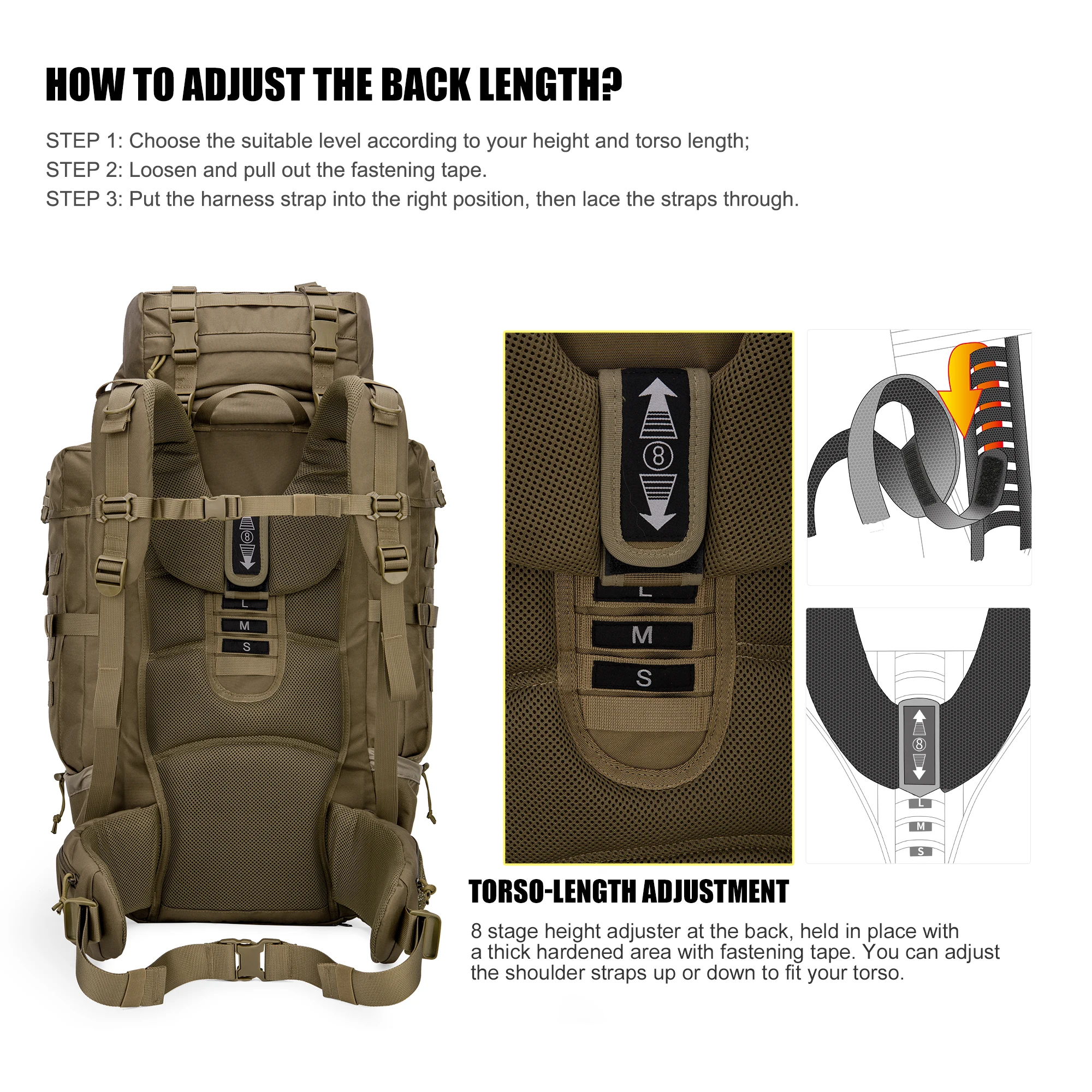 MARDINGTOP 70L Hiking Backpack with Rain Cover Internal Frame for Military Tactical Camping Hiking Bushcraft Backpacking