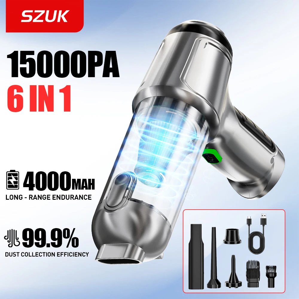 SZUK 15000PA Car Vacuum Cleaner Powerful Mini Portable Vacuum Cleaner for Car Home Appliance Handheld Blower Cleaning Machine 1
