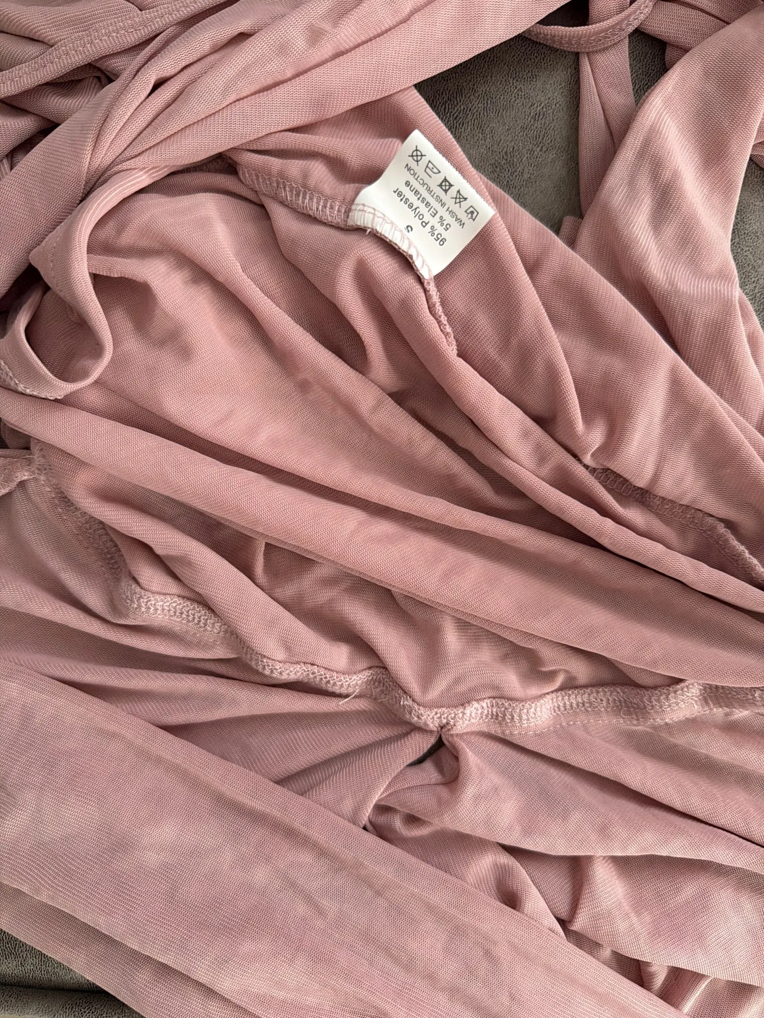 Beyprern Elegant Flare Sleeve V Neck Ruched Sheer Mesh Short Dress Pink Holiday Outfits Beach Cover-Up Dress Night Out Vestidos photo review