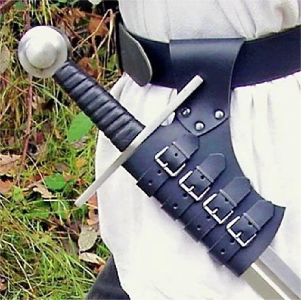 

Medieval Viking Warrior Armor PU Leather Sword Belt Waist Sheath Scabbard Black Brown Rapier Buckle Strap Women Men Cosplay Larp