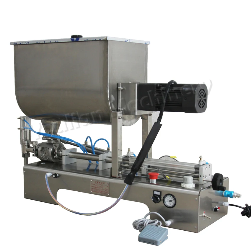 GW-1 Semi-Automatic Horizontal Screw Piston High Viscosity Paste Can Bottle Filler Tomato Chilli Sauce Filling Mixing Machine 2
