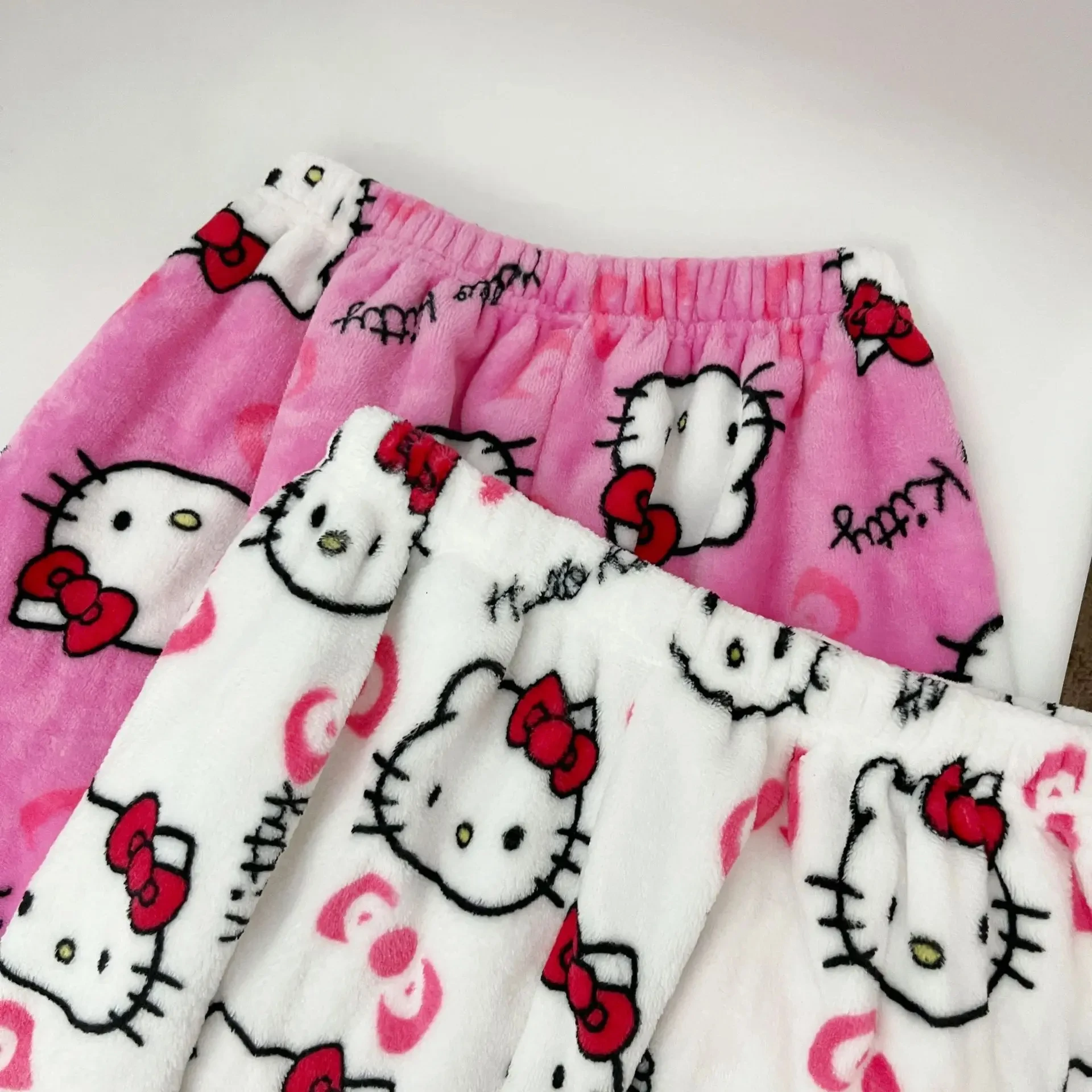 헬로 키티 여름 반바지, 산리오 애슬레틱 카와이 Y2K 플란넬라, 여성 피기마 바지, 소녀 선물, 여성 캐주얼 하우스 바지