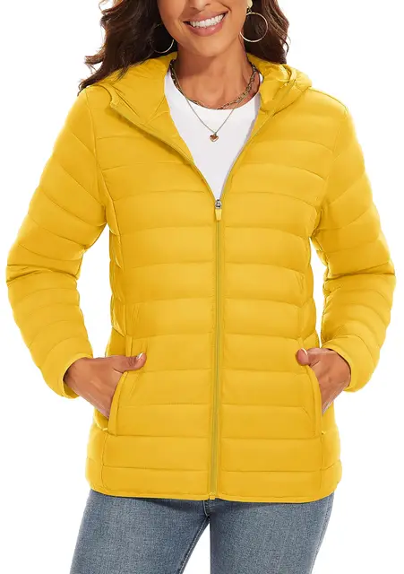 TACVASEN Women's Lightweight Quilted Puffer Jacket With Hood - Water-Resistant Winter Coat With Zippered Pockets