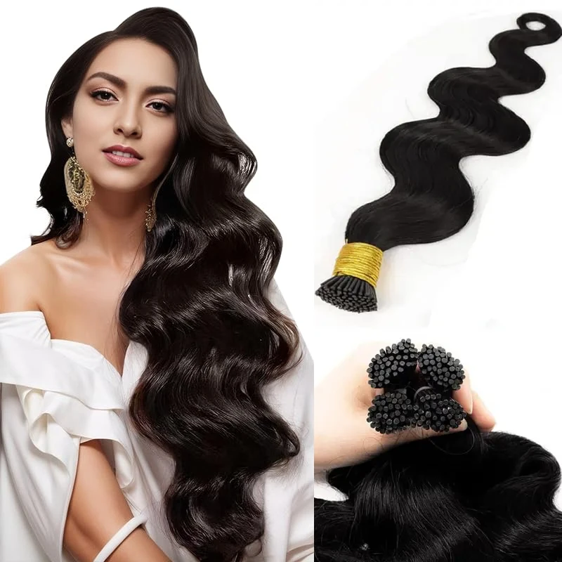 Body Wave Tip Human Hair Extensions Natural Black Hair Extensions Fusion 100% Remy Stick Tip Real Human #1B