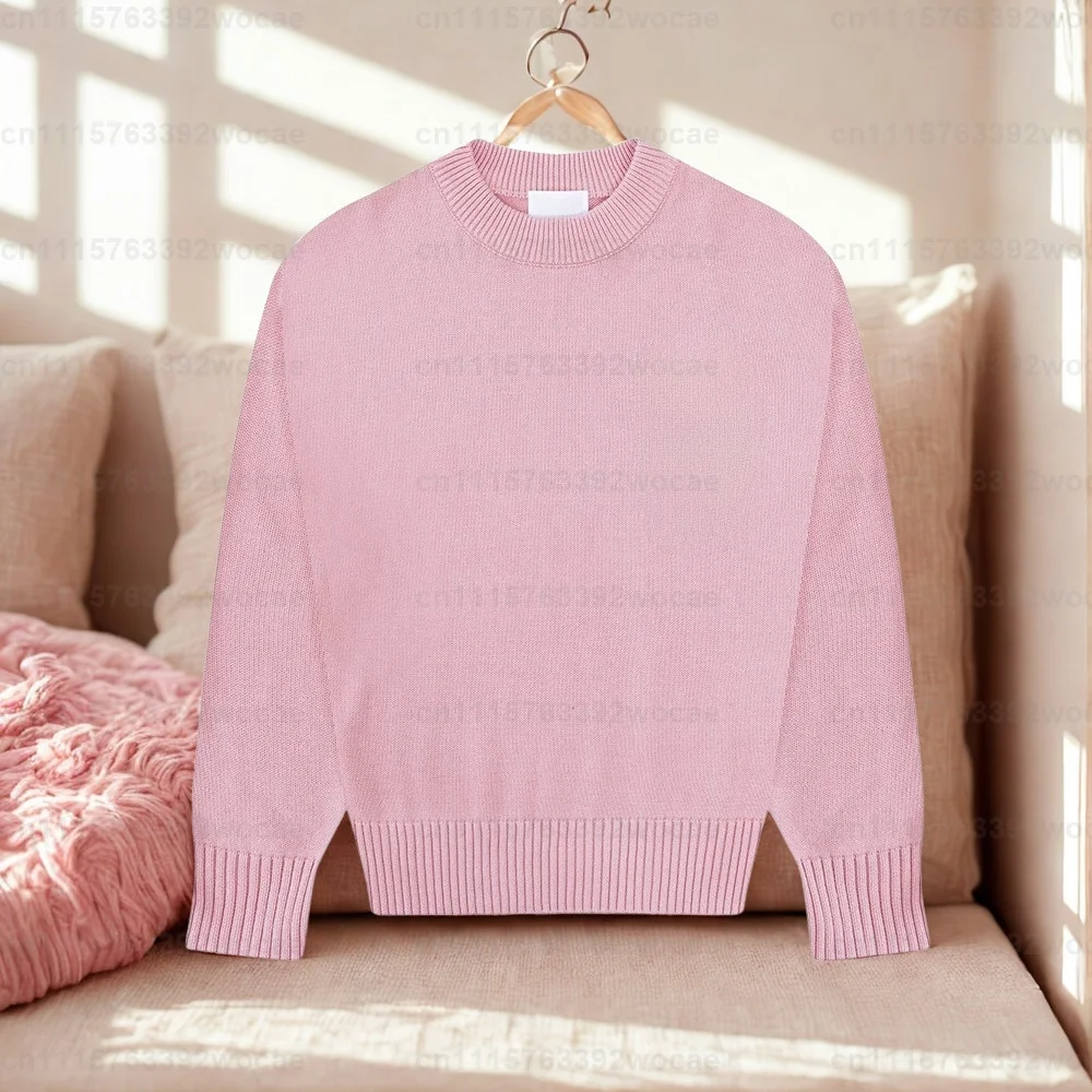 Pull à col rond avec surpiqûres inversées sur tout le vêtement, style unisexe 1