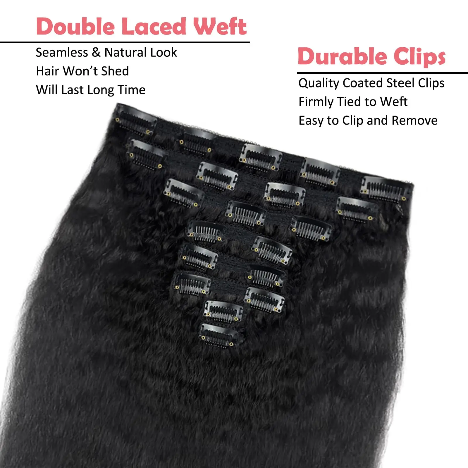 مشبك مستقيم غريب في وصلات الشعر ، شعر بشري حقيقي ،...