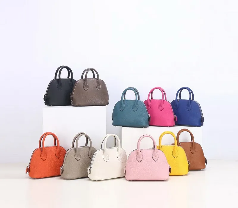 Leather Shoulder Bag Crossbody Bag Women Handbags Genuine Grain Leather Small Shoulder Bag Multi Color Leather Shell