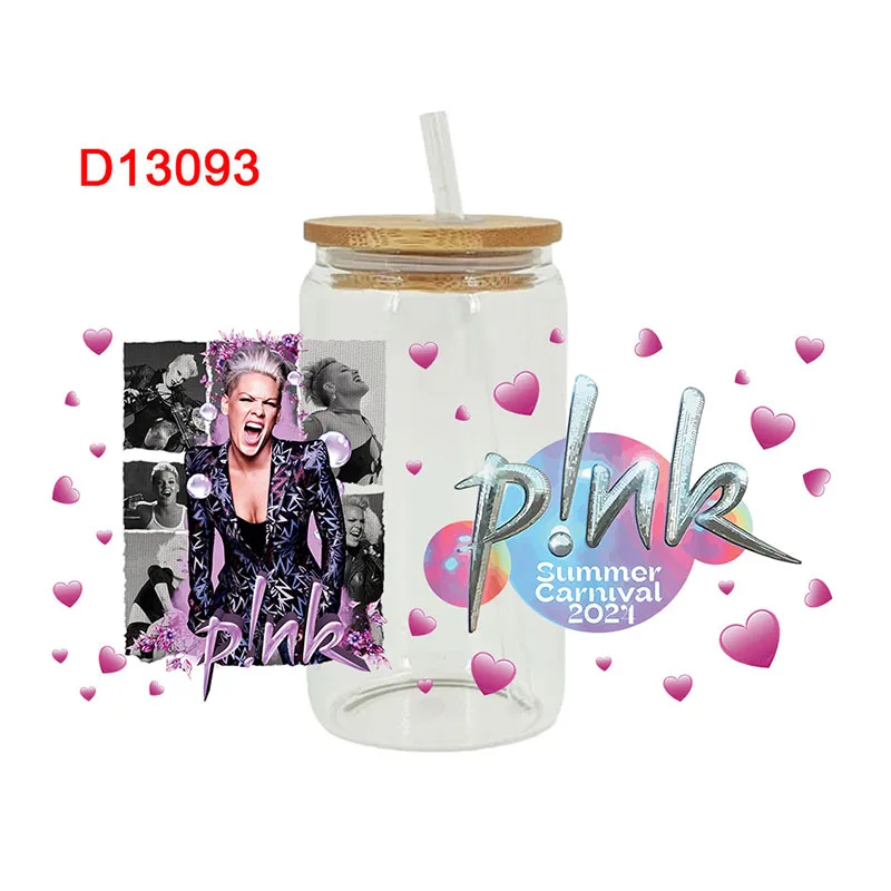 Characters PINK POP Singer Bundle Pink Summer Carnival UV DTF Sticker DIY Waterproof For Wraps Libby 16oz Glass Cup D12759