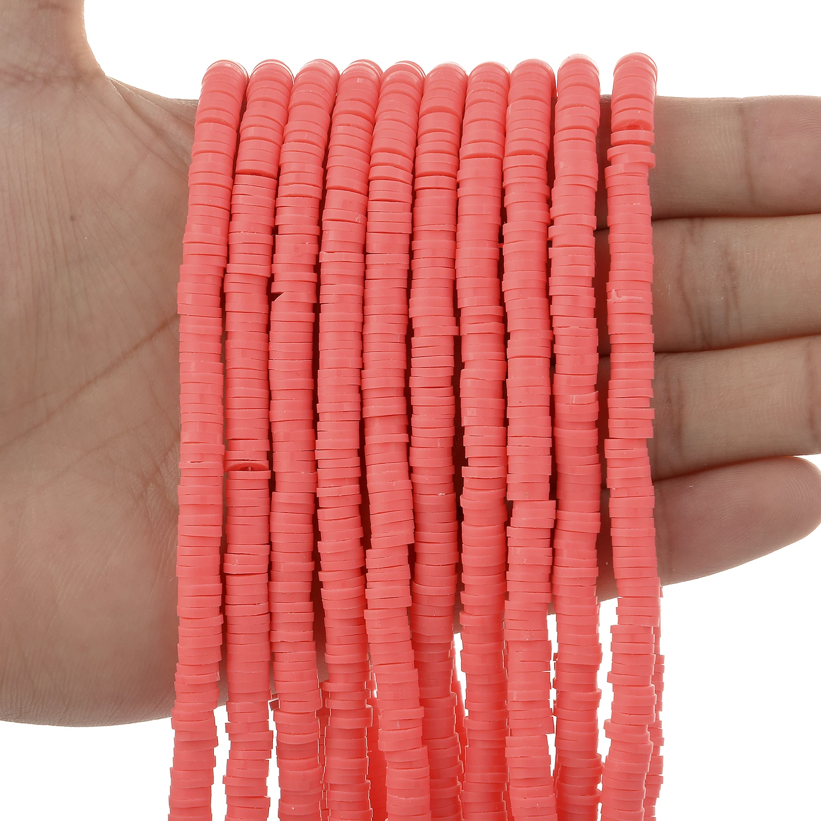 thumbnail image 1 of 350 piezas/lote de cuentas de arcilla polimérica redondas planas de 6 mm hechas a mano, cuentas espaciadoras sueltas Heishi para hacer joyas, pulseras y collares DIY, 1 of 5