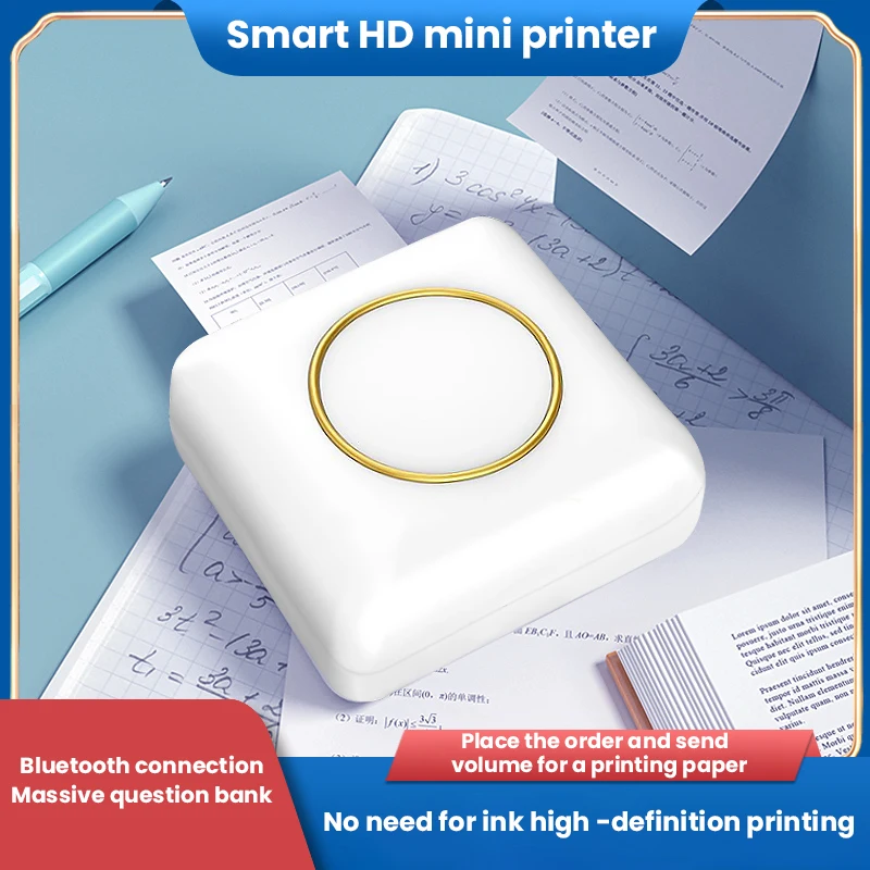Mini Printer Pocket Portable Heat-sensitive Ink-free Printer Compatible with Android IOS Wireless Receipt Label Maker Print Fun