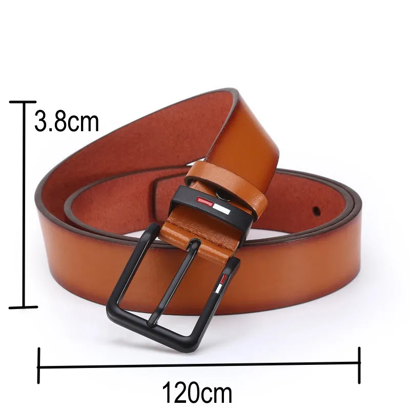 Men' PU Leather Alloy Pin Square Buckle Belt BusinessLeisure Belts Black...
