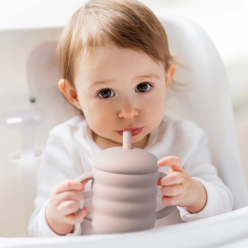Silicone Cups Baby BPA-Free Portable Storage Snack Container Feeding Cup For Kids Leakproof Learning Drink