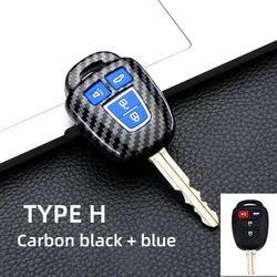Premium ABS Carbon Remote Car Key Shell Case - Sleek and Durable Design (4 BTN Carbon blue)
