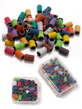  50/100Pcs Mixed Sanding Cap Bands For Electric Manicure Machine 80/120/180/240 Grit Nail Drill Grinding Bit Files Pedicure Tool 