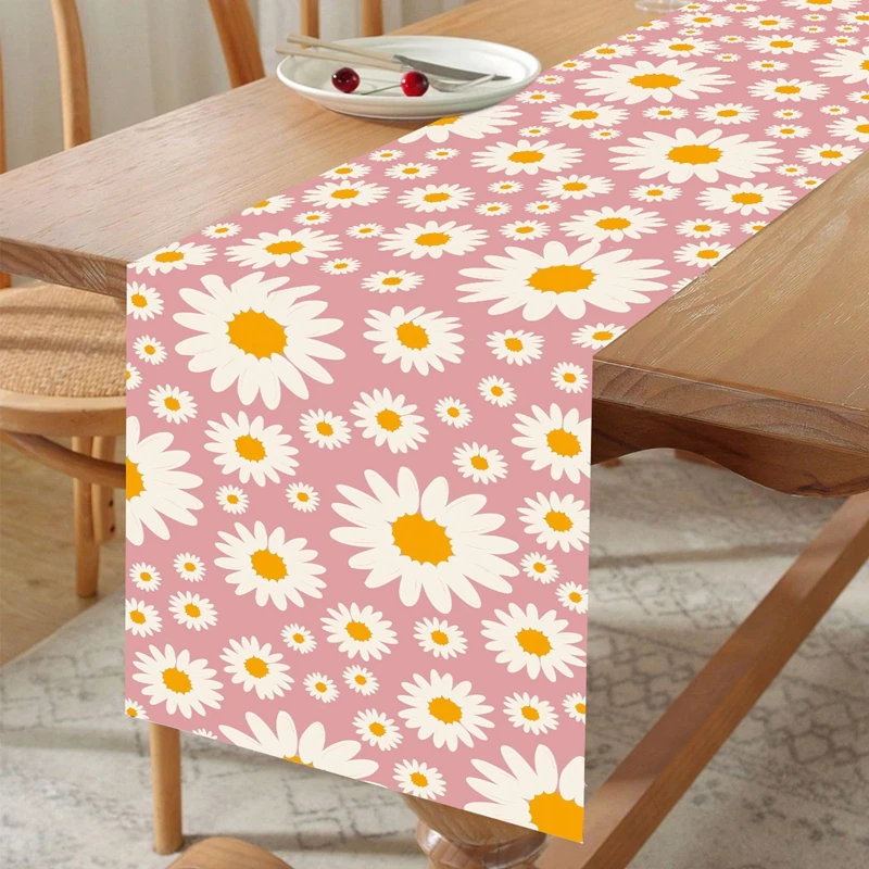 Daisy Table Runner Happy One Birthday Party Decorations Kids Favors Gifts Kitchen Dining Table Covers Girls Baby Shower Supplies 5
