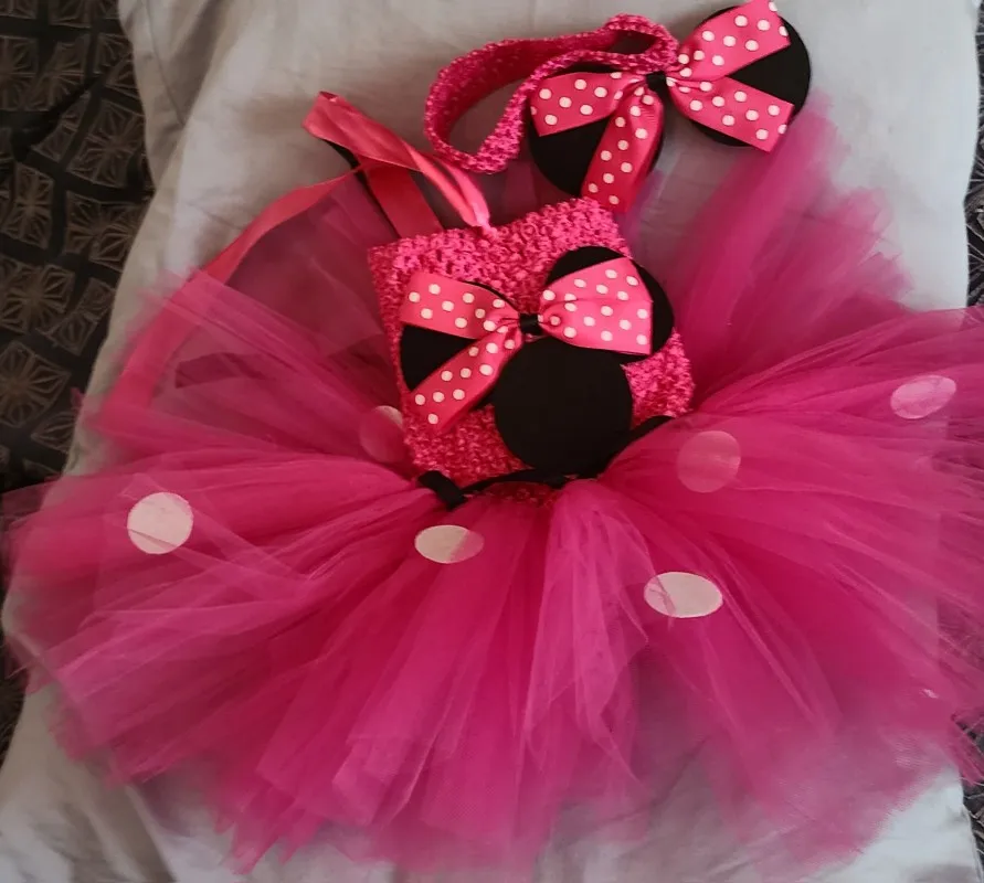 Jupe Tutu Fuchsia Mickey Minnie pour bébé fille, sous-jupe en Tulle avec  nœud papillon à points blancs, Costume de fête d'anniversaire pour enfants  - AliExpress