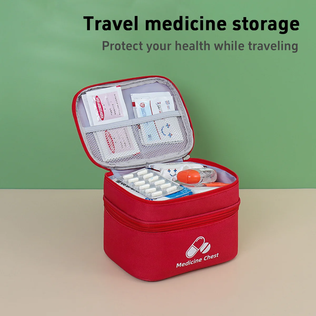 First Aid Kit Bag Medicine Box Double-Layer Medicine Sorting Bag