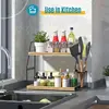 2-tier wooden countertop organizer – with basket, for bathroom/kitchen 6