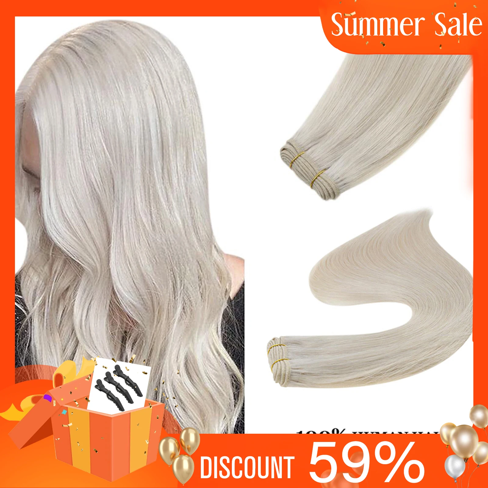 Human Hair Extensions Ugeat Hair Weft Extensions Human Hair 14-24" Soft Natural Bundles for Women Weaves 100G Sew in Extensions