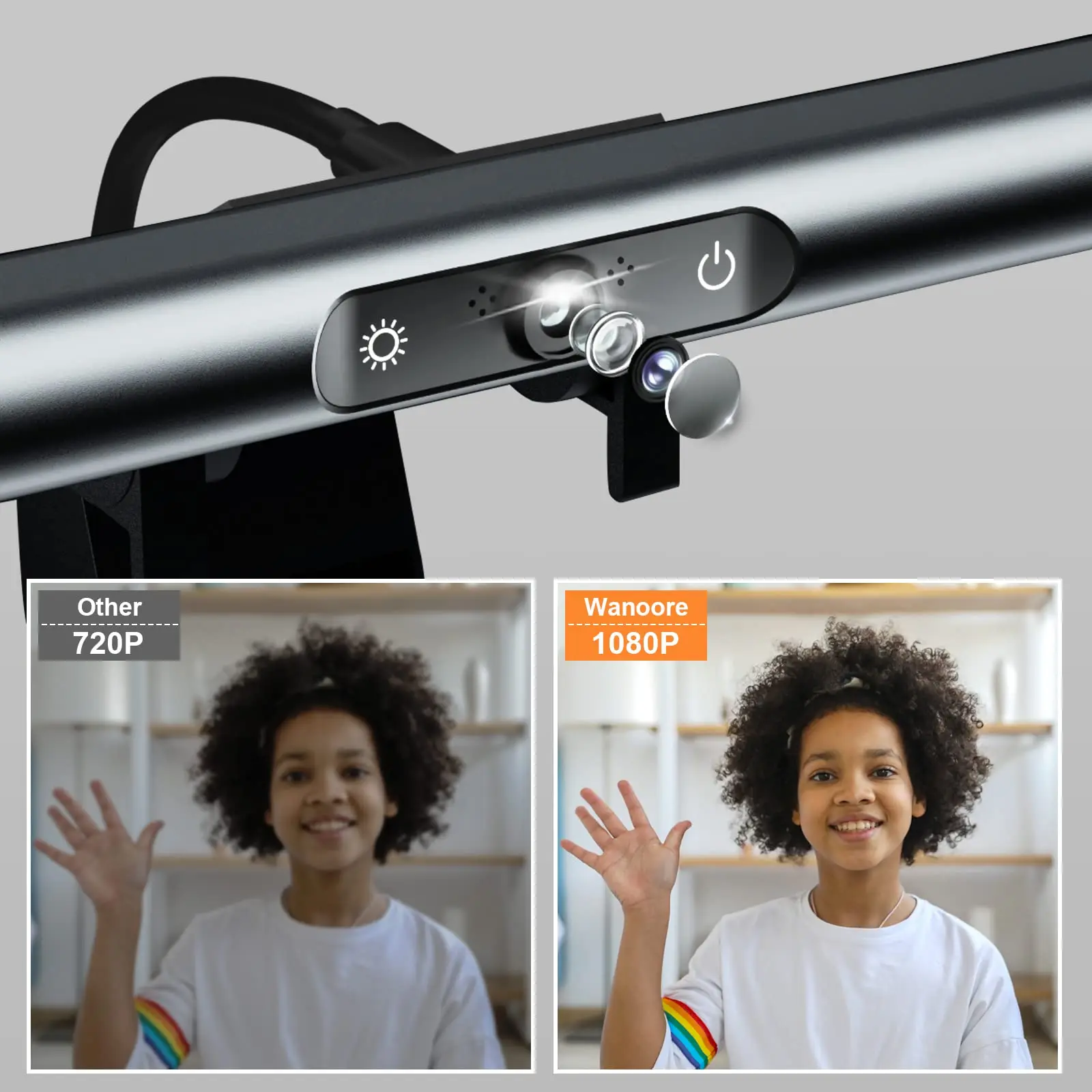 Barre lumineuse pour moniteur intelligent (avec webcam 1080p) source de  lumière