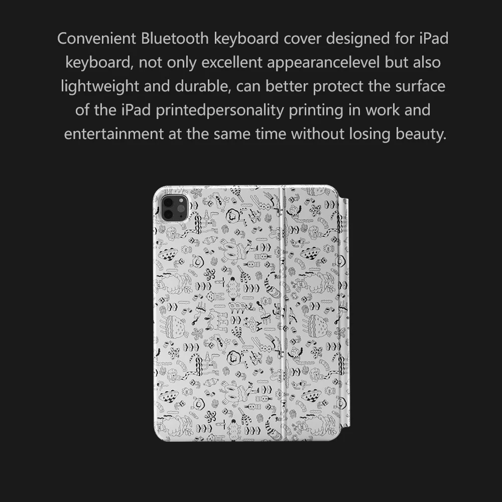 Leather Magic keyboard for iPad AIR PRO M2M4 11 12inch with numeric functional trackpad wireless printed case special design