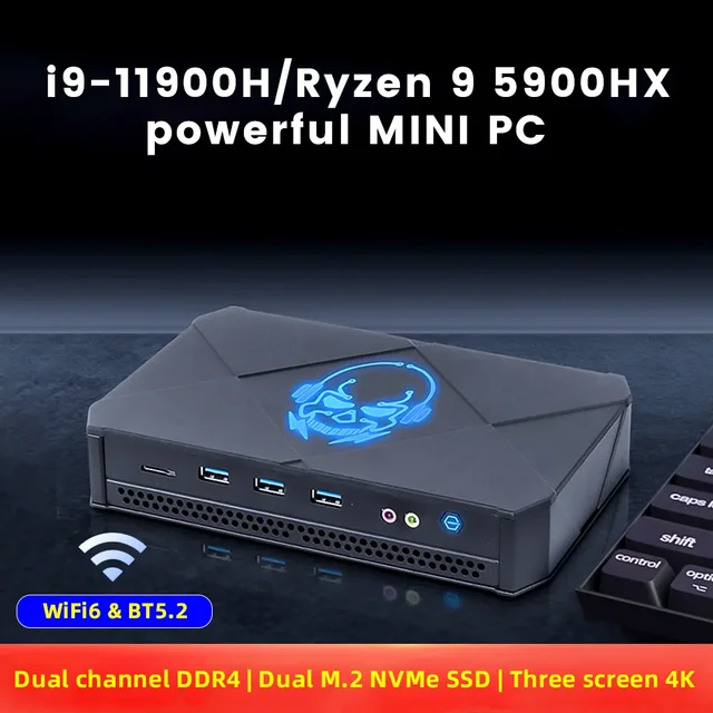 Topton Mini PC Gamer Nuc AMD Ryzen 9 5900H 5900HX Intel Core i9 11900H Desktop Computer Dual Ram Dual NVMe Gaming PC HTPC WiFi6 1