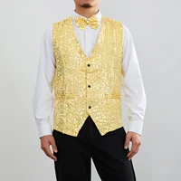New Design Men Sequins Pattern Glitter Embellished V-neck Blazer Vest Male Evening Party Suits Plus Size hot 1