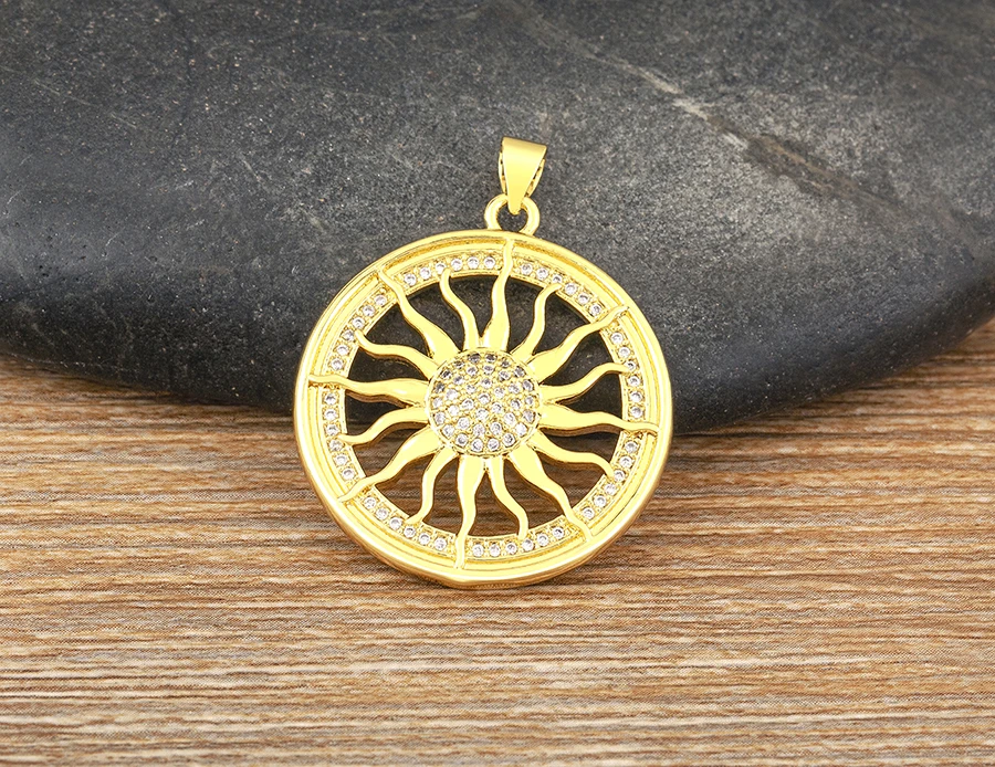 AIBEF Light Of Star And Moon Sun Shape Pendant Women Necklace Copper Zircon Western European Style Jewelry Popular Romantic Gift