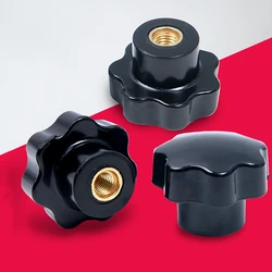 1Pcs Plum Bakelite Hand Tighten Nuts Handle Thread Star Mechanical Black Thumb Nuts Clamping Knob Manual Nuts M4 M5 M6 M8-M16