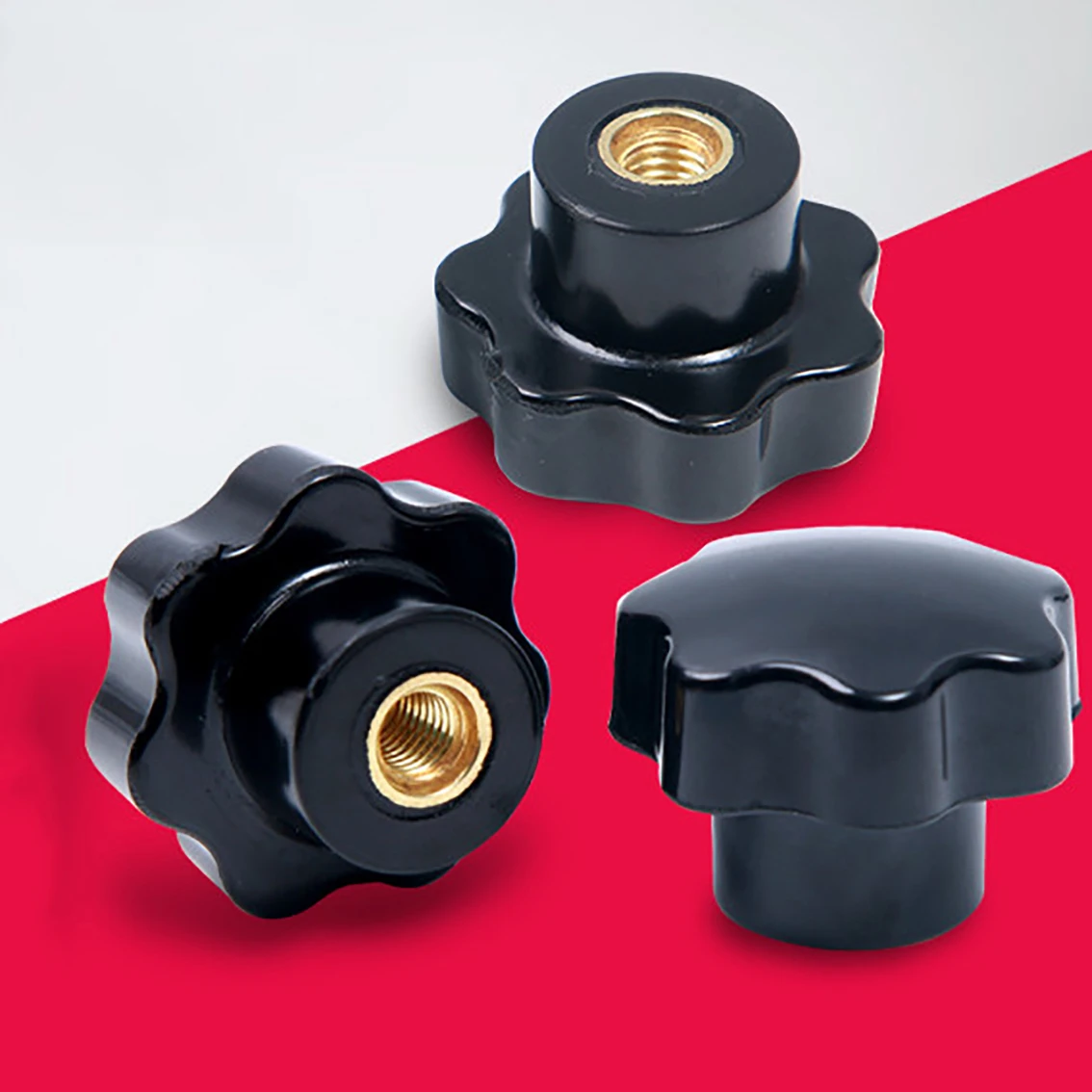 1Pcs Plum Bakelite Hand Tighten Nuts Handle Thread Star Mechanical