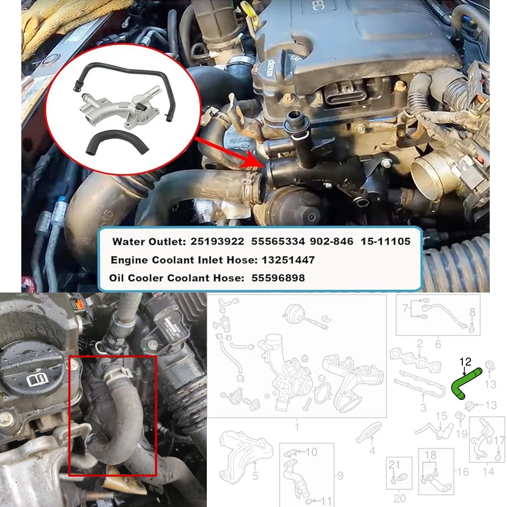 25193922 Aluminum Engine Thermostat Housing Hose For Chevrolet