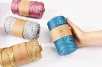 Shiny Metallic Braided Cord 3mm x 90yds Dazzled Macrame Braid Rope Gold Color Rope Jewelry making cord Decoration cord 2