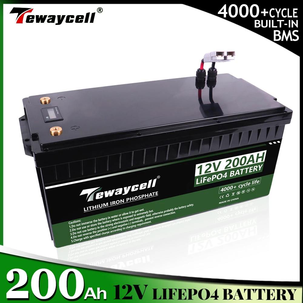 

NEW 12V 200Ah LiFePO4 Battery Built-in BMS Lithium Battery for Replacing Most of Backup Power Home Energy Storage Off-Grid RV