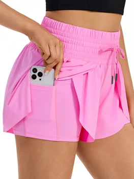 2 IN 1 High Waisted Flowy Athletic Shorts for Women Gym Yoga Workout Running Tennis Golf Skirt Skort Cute Clothes Casual Summer 6