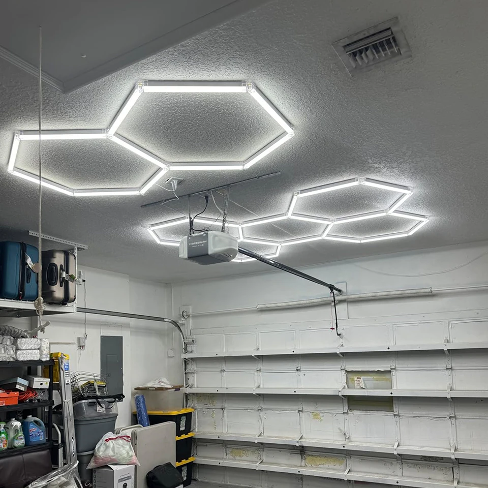 Hexagon LED lighting for Garage Barbecue Shop Barbershop Gym Bar Car Detailing Showroom 4S Workshop Ceiling Light Honeycomb Tube