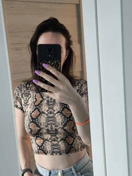 Snake Print High Collar Crop Tank Top photo review