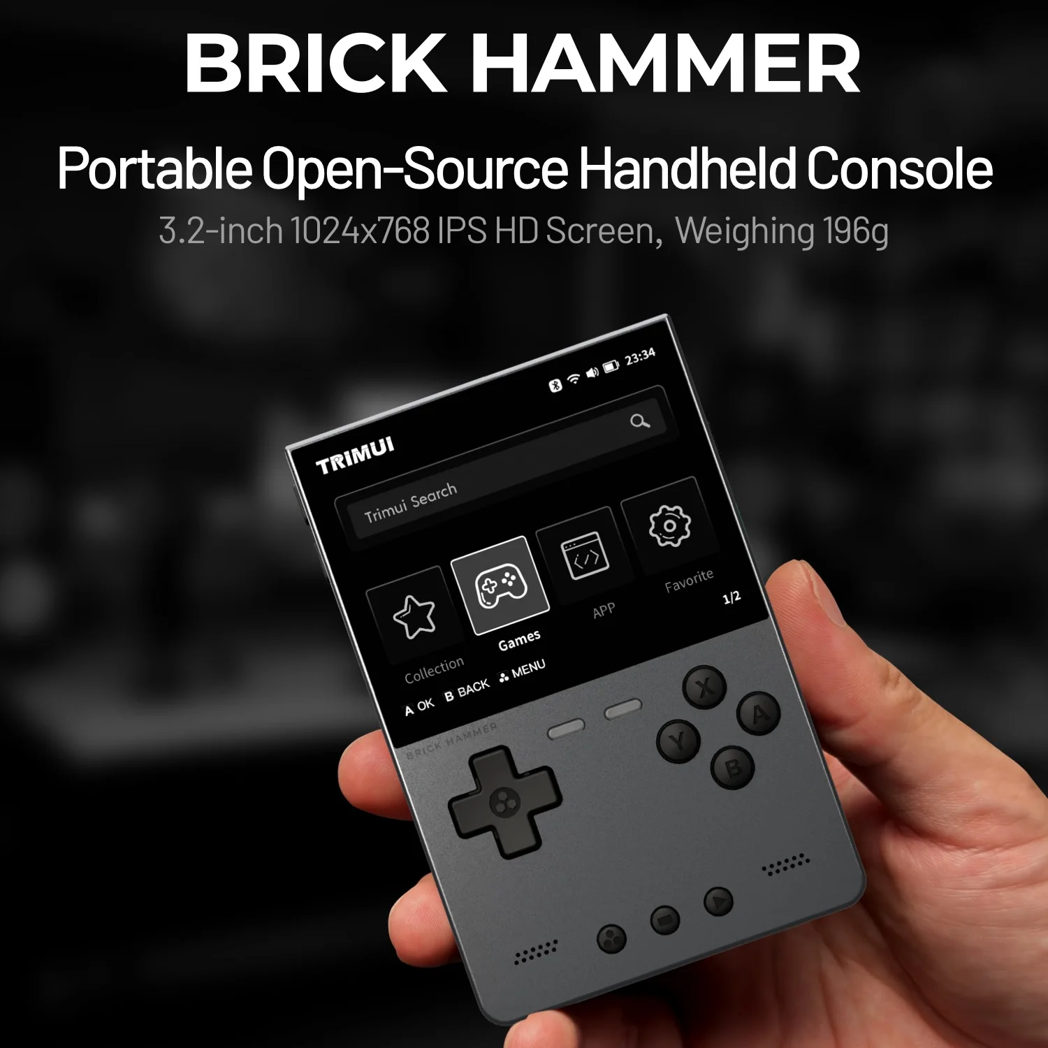 Trimui Brick Hammer Handheld Game Console With Metal Body Linux System_voghion.com