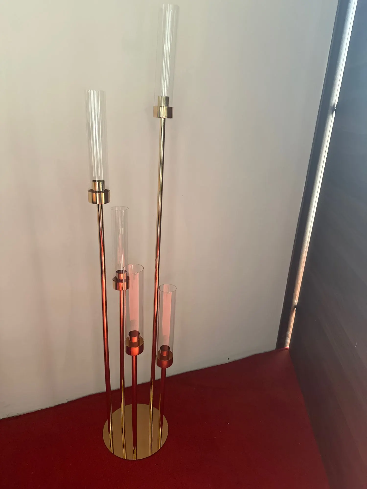 Floor Candelabra 5 Arm 42.5'' Tall Gold Candle Holder, Candelabra Centerpieces for Tables, Metal Candlestick Set with Acry photo review