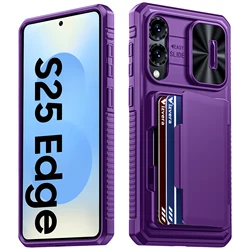 Black Shockproof Wallet Phone Case with RFID Protection and Card Holder - Case & Strap (PURPLE)