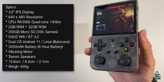 Lecteur Rétro Portable ANBERNIC RG353V 3.5" - 20 Jeux Inclus, Android Linux, Poignée Filaire photo review