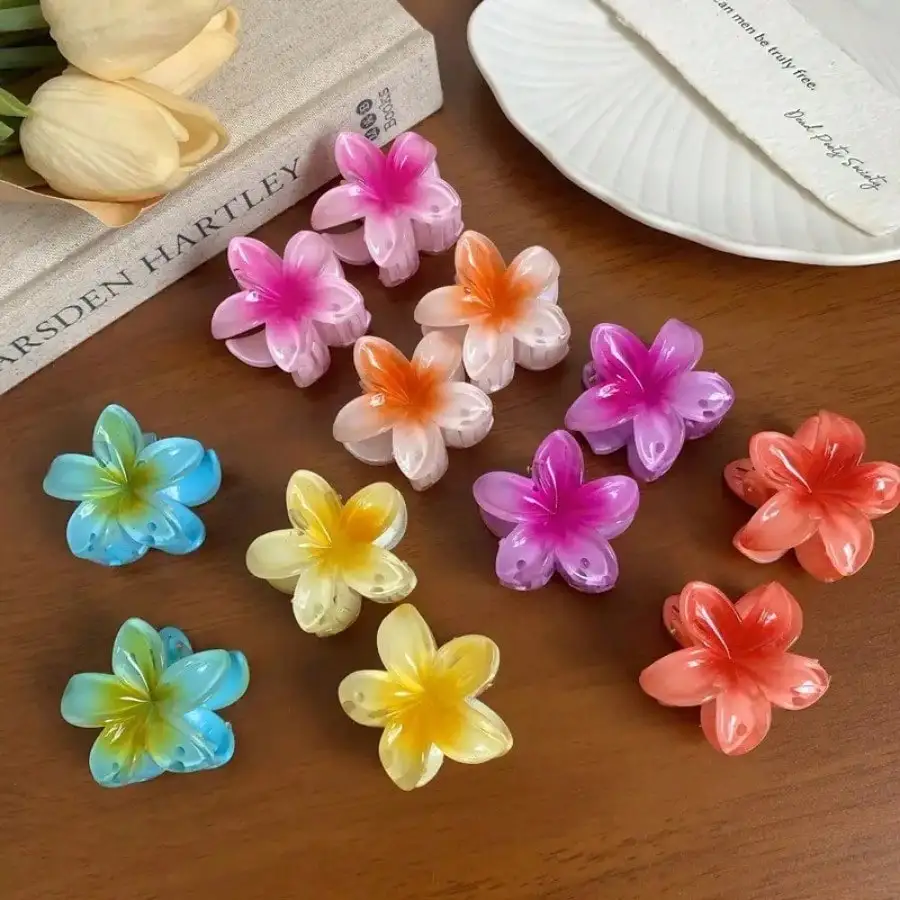 12 Piece Random Mixed Color Egg Flower Hair Clip, Gradient Flower Shaped Design, Elegant And Cute Headwear Set 12 Piece Random Mixed Color Egg Flower Hair Clip, Gradient Flower Shaped Design, Elegant And Cute Headwear Set