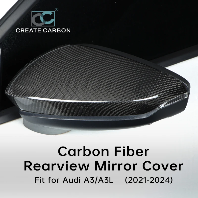 

Rearview Mirror Cover For Audi A3 A3L 2021-2024 Car Accessories Carbon Fiber Rear View Mirror Case Shell Door Wing Mirror Caps