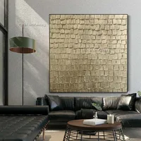 Gold Leaf Wall Art Canvas Painting Handmade Golden Textured Oil Painting Gold Metal Shine Wall Art Decor Glossy Gold Artwork 4