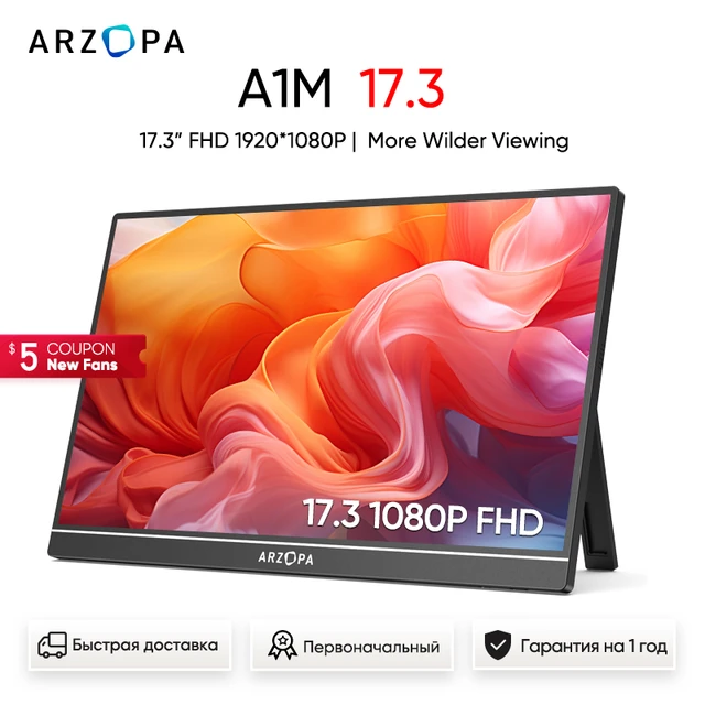 ARZOPA 17.3 FHD Portable Monitor 1080P External Display IPS Screen with  USB C mini-HDMI Port for Laptop Mac PC Xbox PS Switch - AliExpress