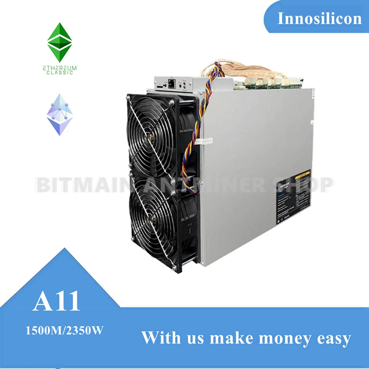 

Innosilicon A11 1500m Hashrate etmoney ETHW Mining с блоком питания