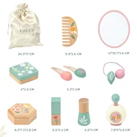 Makeup Toy Kits Wooden Makeup Toys with Cosmetic Bag for Girls Role Playing Games Pretend Play Makeup Beauty Set Birthday Gifts 6