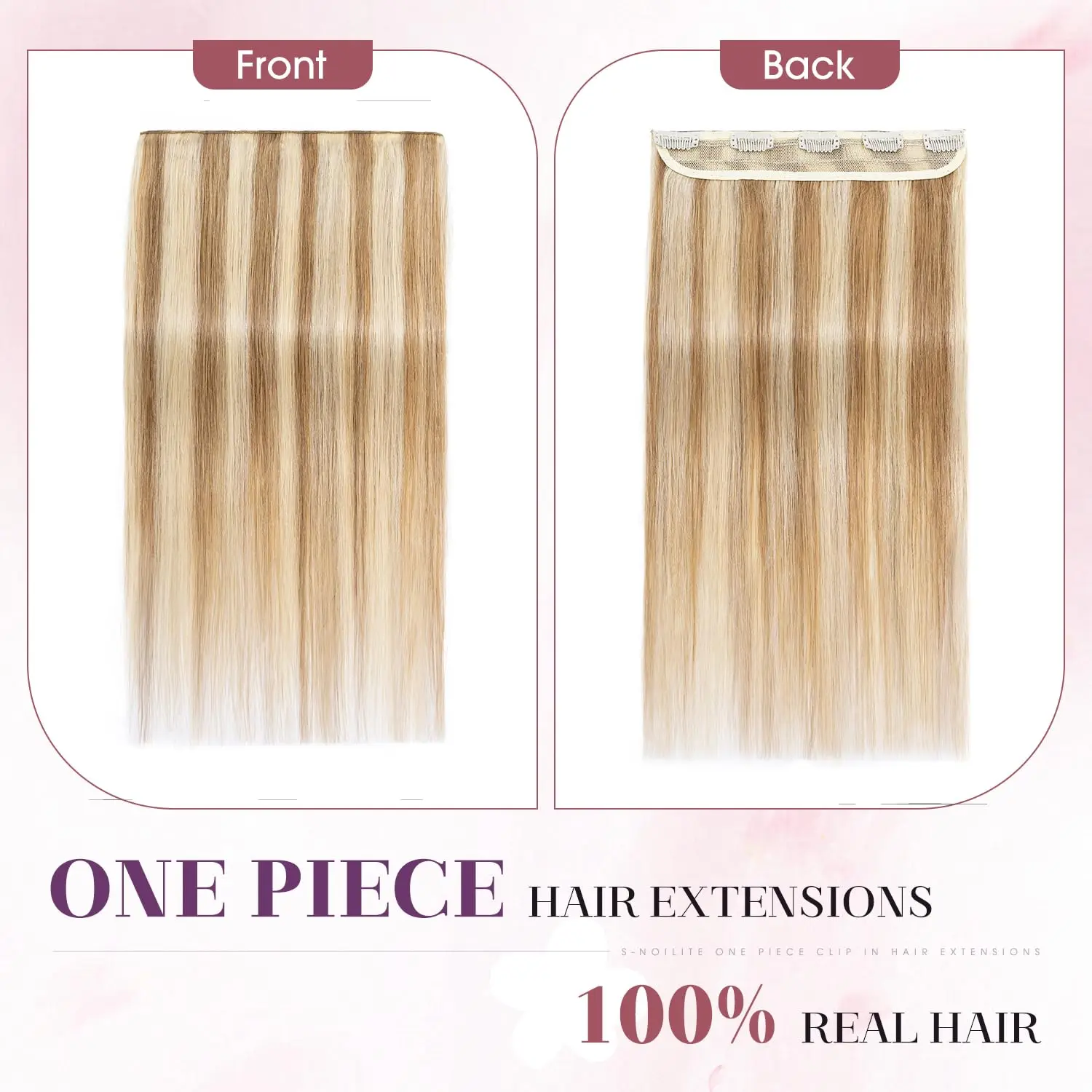 One Piece Clip In Extensions 100G Human Hair 5 Clips Natural Straight P8/613 Light Brown Mix Bleach Blonde Color Clip Ins