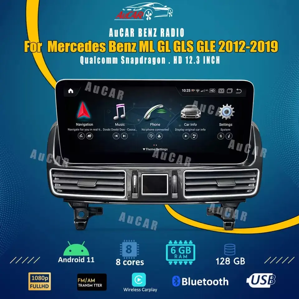 

Автомобильная магнитола AuCar, 12,3 дюйма, Android 11, для Mercedes Benz ML GL GLS GLE 2012-2019, GPS-навигация, автомобильный стерео DVD-плеер
