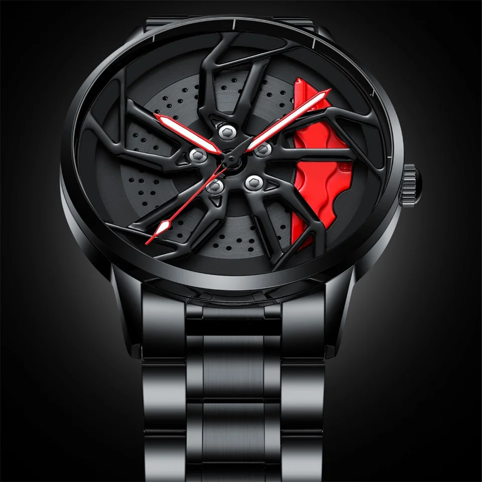 Sports Car Wheel Rim Hub Watches Men Men Watch Rotates Wrist Watch