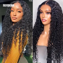 Lace Front Wig Colored Curly Wigs Deep Wave Frontal Wigs For Black Women Afro Kinky Curly Wigs Synthetic Ombre Glueless Cosplay tanie tanio FAYUXIUA CN (pochodzenie) Codziennego użytku Włókno odporne na wysoką temperaturę TRANSPARENT szwajcarska koronka